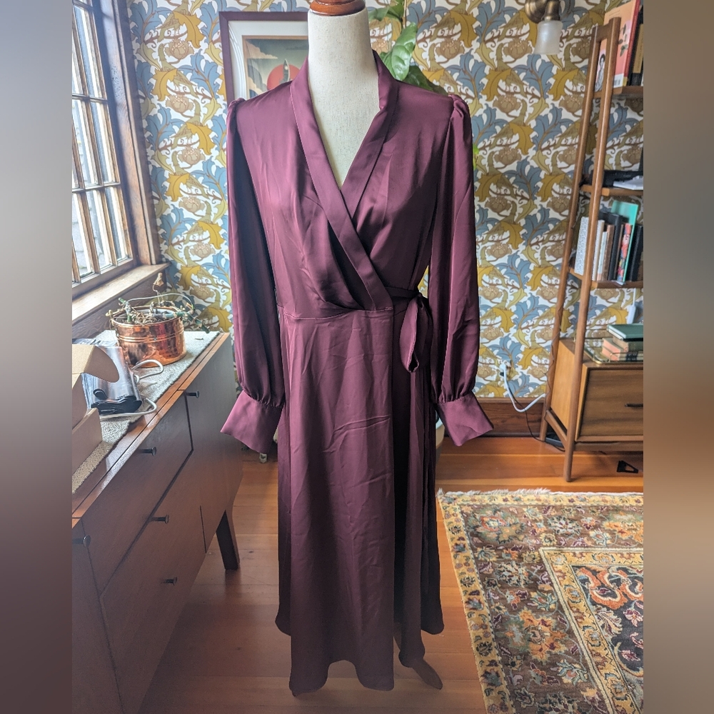 Burgundy Wrap Dress By Babaton